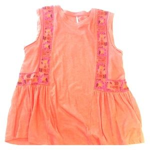 Free People coral tank with embroidery details